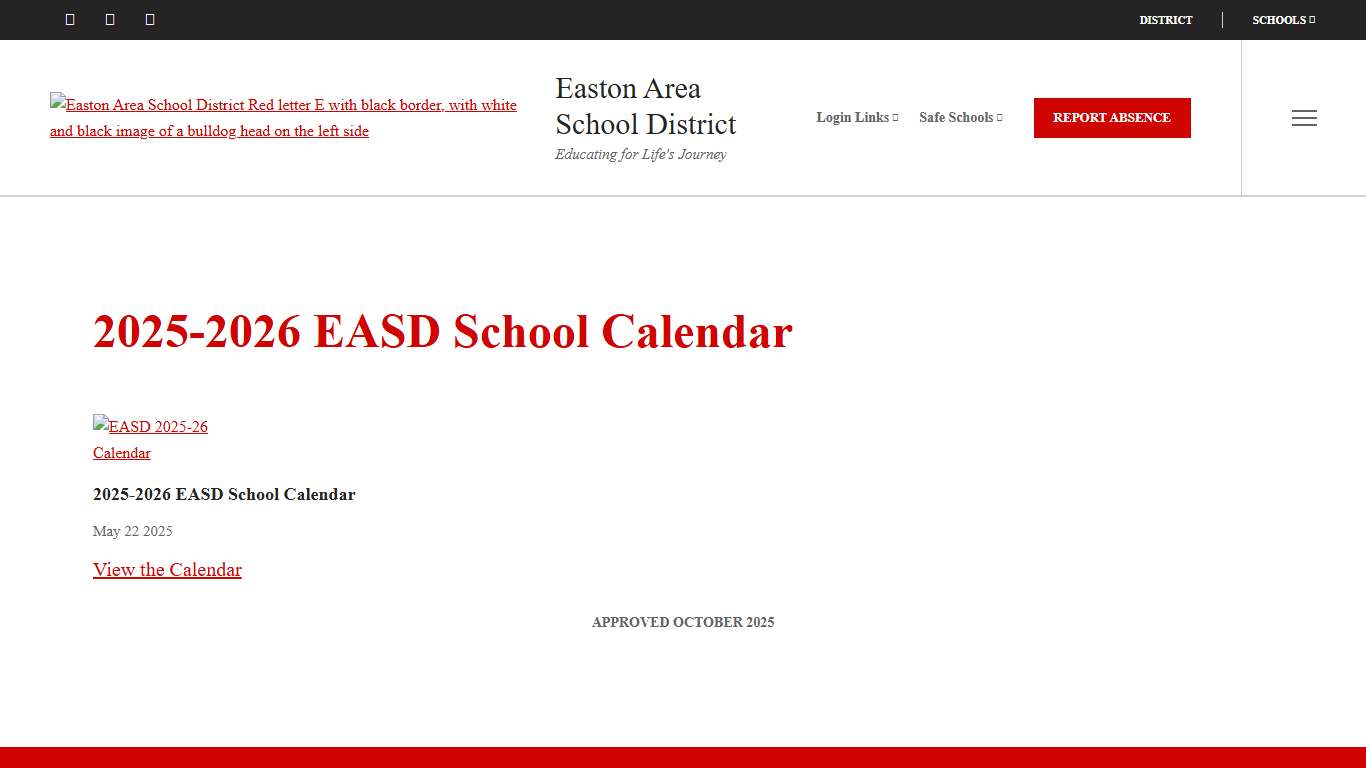 2025-2026 EASD School Calendar Posts Details/Default Board Post Page