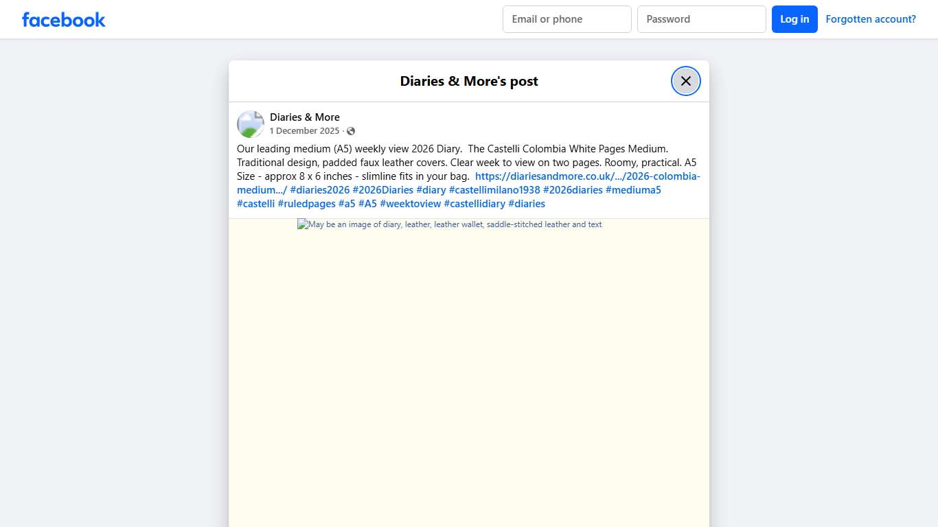 Diaries & More - Our leading medium (A5) weekly view 2026... Facebook